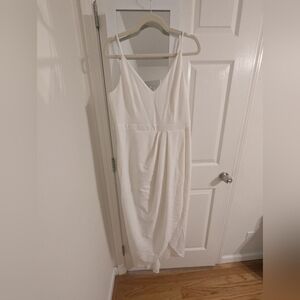 BHLDN White V-Neck Spaghetti Strap Floor Length Dress